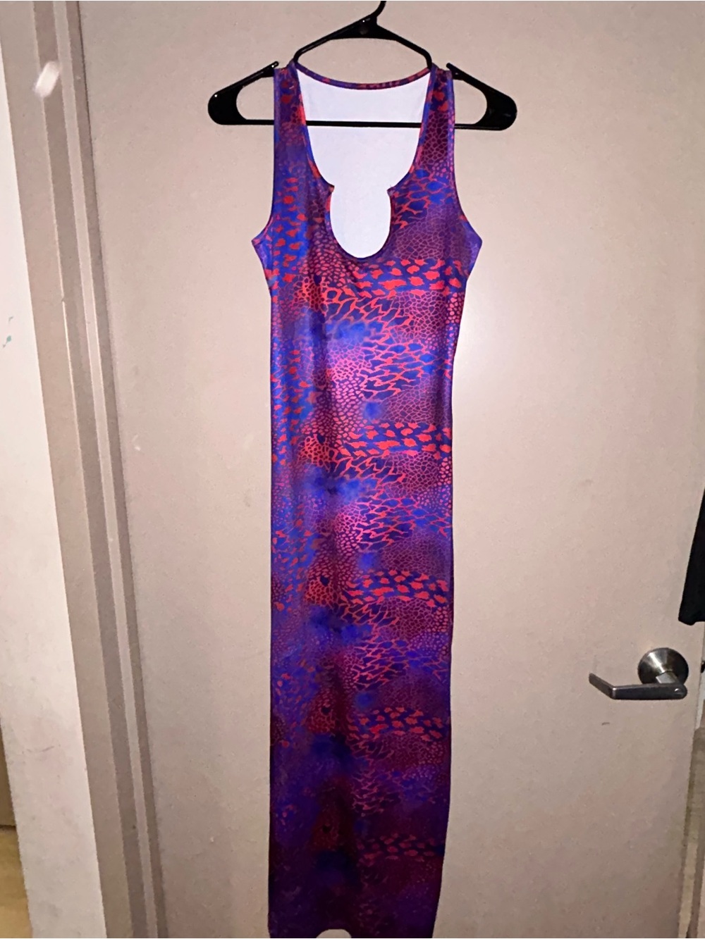 Purple & Red Patterned Sleeveless Maxi Dress